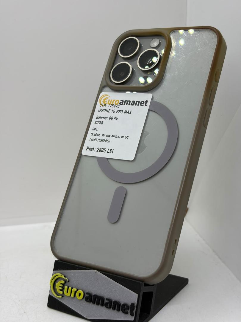 Telefon mobil Apple iPhone 15 Pro Max, 256GB, 5G, Natural Titanium