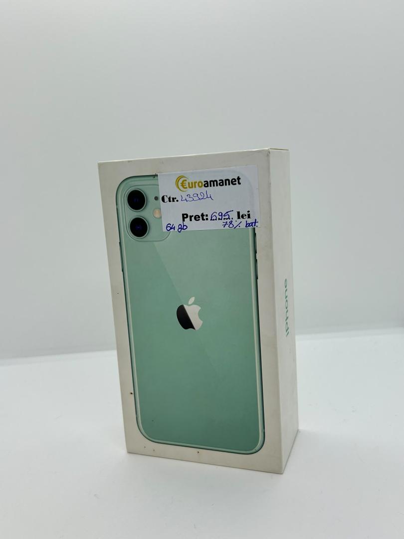 Telefon mobil Apple iPhone 11, 64GB, Green,78% bat.