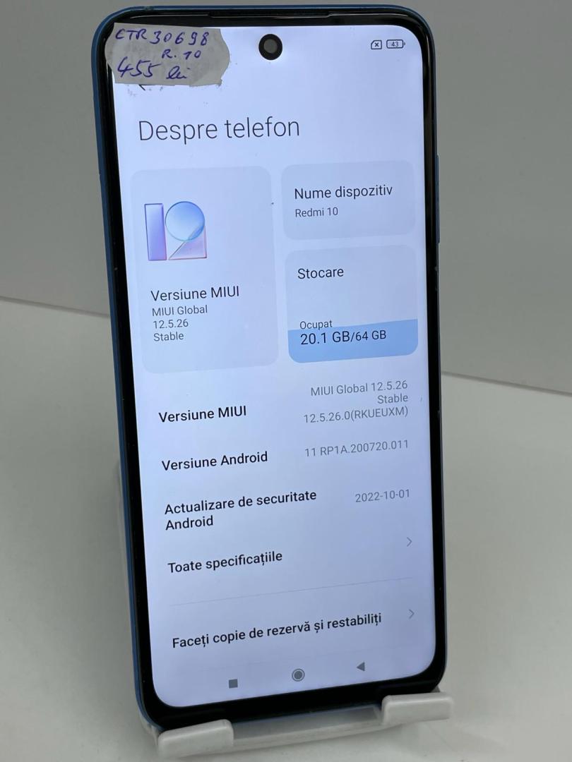 Telefon mobil Xiaomi Redmi 10, Dual SIM, 64GB, 4G, Sea Blue image 2
