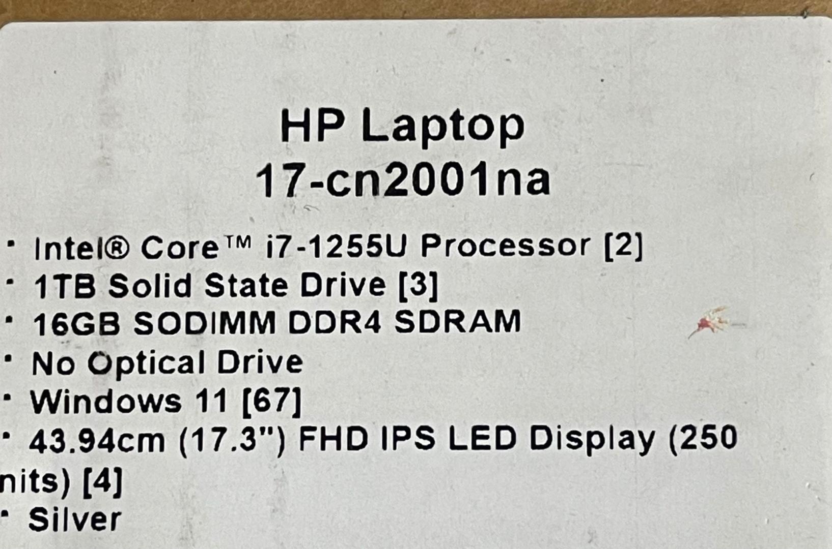 Laptop HP 17-cn2001na i7-1255U 1TB SSD 16GB RAM Nefolosit  image 2