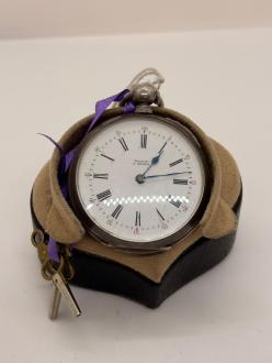  Ceas de buzunar din argint Cylindre Huit Rubis cu 2 cheite