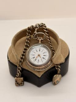 Ceas de buzunar din Argint Cylindre cu 2 medalioane