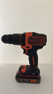 Masina de gaurit si insurubat, cu 2 acumulatori, 18 V, 1.5 Ah, Black+Decker BDCDC18B-QW, 650 rpm, mandrina rapida