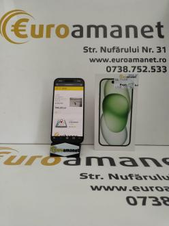 Telefon mobil Apple iPhone 15, 128GB, 5G, Green,83%,784 cicluri de incarcare.