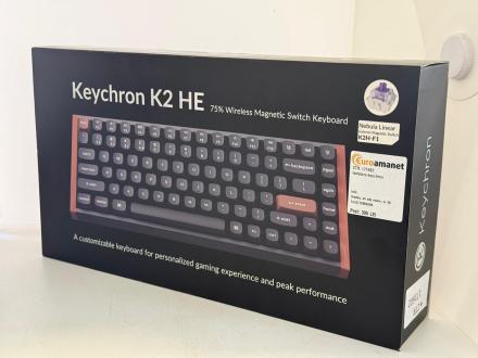 Tastatura mecanica wireless Keychron K2 HE, 2.4GHz/Bluetooth, switch-uri magnetice, aluminiu si lemn, taste double-shot PBT, special edition, negru